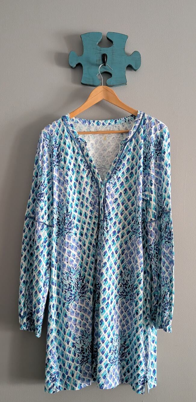 Lilly Pulitzer Joy Dress XL Beaded Neckline Long Sleeve Cotton Modal NWT